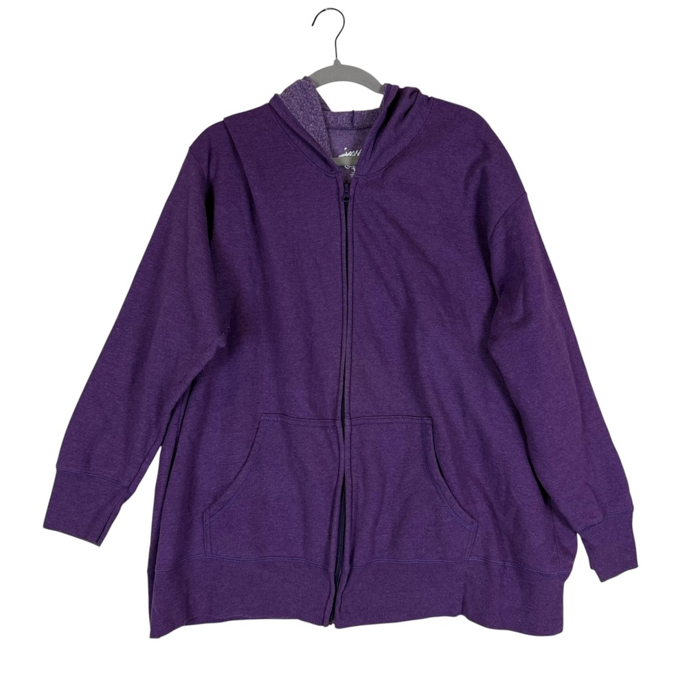 Just My Size Hoodie Womens 3X Purple Full Zip Fleece Kangaroo Pockets Relaxed